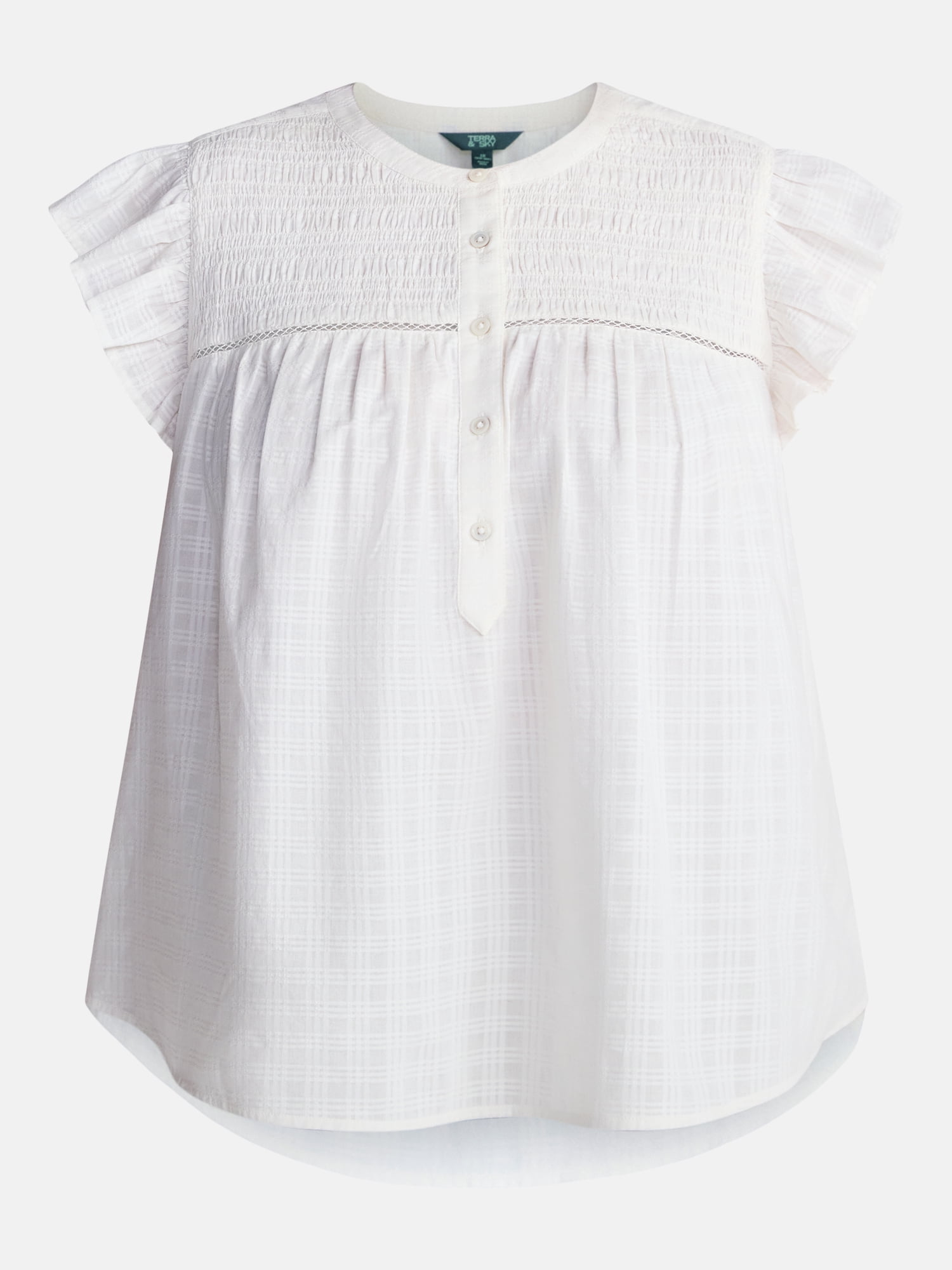 Terra & Sky Womens's Flutter Sleeve Blouse, Sizes 0X-5X