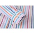 thumbnail image 4 of Mens Long Sleeve Shirt Slim Fit Oxford Striped Shirt Button Turn Down Collar Business Casual Pink XXXL, 4 of 4