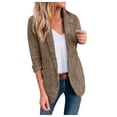 thumbnail image 3 of Ladies Work Suit V Neck Cardigan Single Breasted Outwear Solid Color Blazer Comfy Loose Blouse Button Down Pockets Jacket, 3 of 7