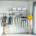 thumbnail image 4 of Wall Mounted Wardrobe Storage Kit 36 to 60 Inches, Reinforced Closet Shelving System with Hanging Rods, Modular Organization for Bedroom, Gray, 4 of 5