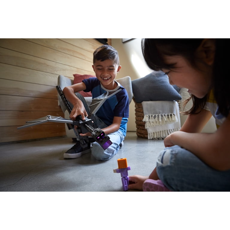 Coffret Figurines Minecraft Ender Dragon Édition 15 Ans – Dragon Géant Avec Sons, Lumières, Souffle Brume + Steve & Enderman
