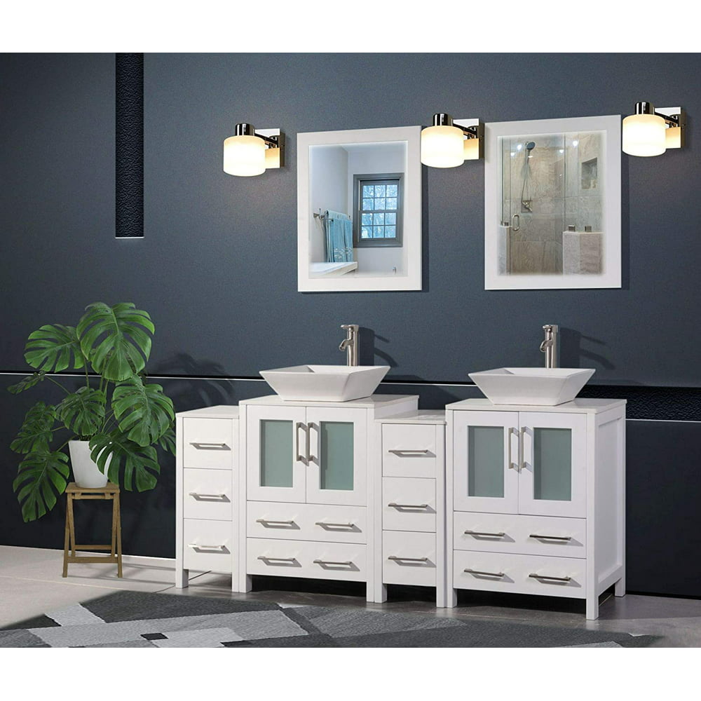 Vanity Art 72 Inches Double Sink Bathroom Vanity Compact Set 4 Cabinets ...
