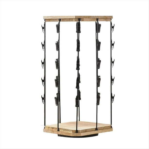 Expositor de Papas Fritas, Organizador de Refrigerios de 5 Niveles para Escritorio de Oficina, Base de Madera Giratoria de 360°, Soporte para Papas Fritas y Dulces.