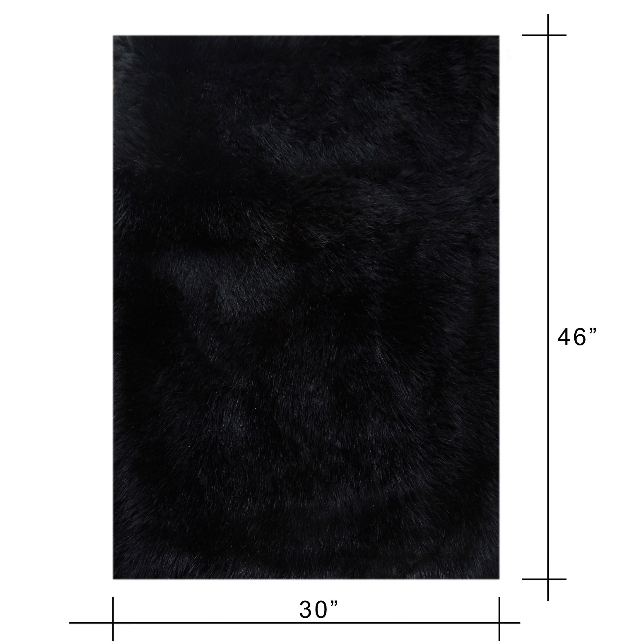 Mainstays Black Faux Fur  Non-Skid Fluffy Floor Rug for Living Room, 30"x46"