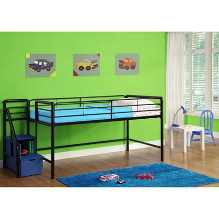 dhp junior twin metal loft bed with storage steps, multiple colors dhp junior twin metal loft bed with storage steps, multiple colors