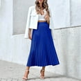 thumbnail image 6 of Byworldtasic Womens Pleated Midi Skirts Womens Aline Long High Elastic Waisted Summer Flowy Chiffon Swing Skirt, 6 of 9