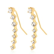 Imitation gold ear crawler embellished with glass crystal stones in cast cascading diamond shape setting.