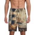 thumbnail image 1 of Balery Vintage Nautical Lighthouse Pantalones cortos de pijama de punto de algodón para hombre con cinturilla y bolsillos-3X-Large, 1 of 6
