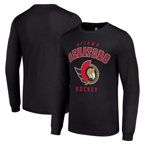 Men's Starter Black Ottawa Senators Logo Long Sleeve T-Shirt