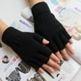 thumbnail image 4 of Visland 2Pairs Men Women Winter Fingerless Gloves, Fashion Casual Solid Color Soft Skin-friendly Stretch Knitted Winter Hand Warm Mittens for Computer Working, 4 of 6