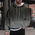 thumbnail image 2 of Hoodies for Men Gradient Printed Sweatshirt Blouse with Pocket Pullover Tops Drawstring Hooded Sweatshirt Sports Activewear Loose Fit Sweatshirts Casual Fall Hoodie Holiday Party Blouses, 2 of 6