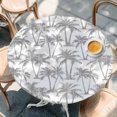 thumbnail image 4 of Grey Palm Tree Round Tablecloth 36-44 Inch Round Fitted Table Cloth with Elastic Edge, Summer Tropical Tree Coastal Beach Waterproof Table Cover Protector for Outdoor Picnic Party Dining, 4 of 9
