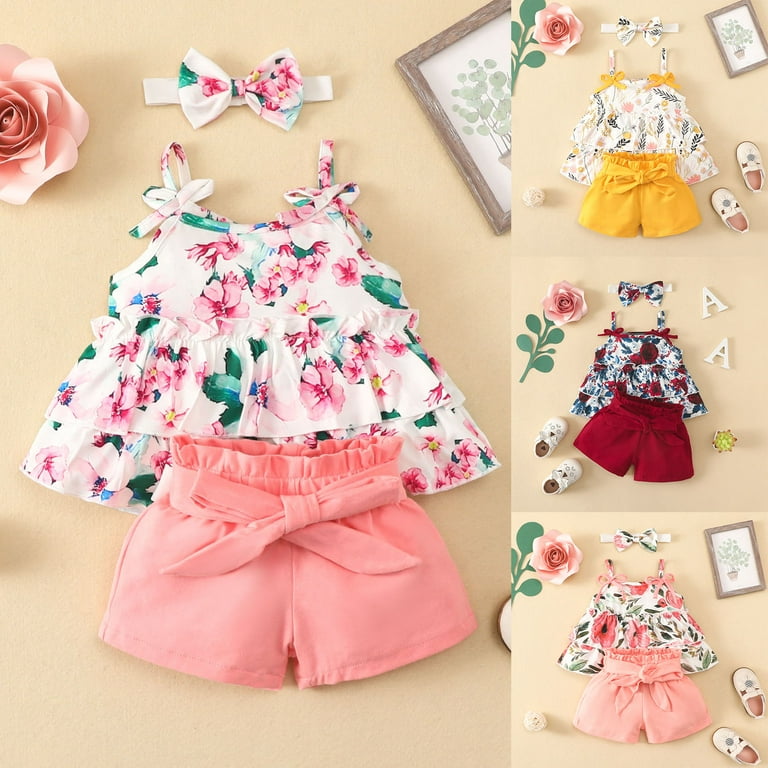 ZHAGHMIN Girls Dresses 7-16 Baby Skirt Shorts Cover Turn Girl'S Sleeveless  Off The Shoulder Floral Bow Top Dress Lace Up Shorts Christmas Dresses for  Baby Girls Dress Overalls for Toddler Girls Dres 