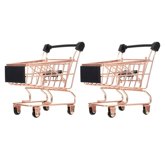 Supvox 2Pcs Shopping Cart Toy Rose Gold Iron Durable Lightweight for Children DIY Craft Activities