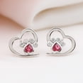 thumbnail image 2 of Rosec Jewels Heart Paw Stud Earrings with Pink Tourmaline and Diamond for Women, 14K White Gold, 2 of 7