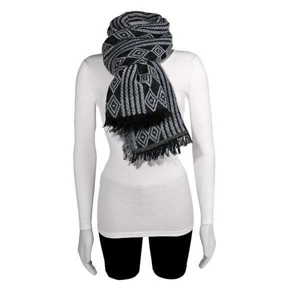 FB Jewels Black/Grey Diamond Fashion Scarf