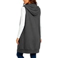 thumbnail image 4 of Diufon Womens Long Zip Up Hoodies Sleeveless Drawstring Hooded Sweatshirt Jackets Fall Winter Warm Waistcoat with Pockets, 4 of 8