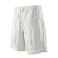 thumbnail image 5 of Plus Size Men's Nylon Spandex Blend Casual Sports Shorts, Sweat Wicking Flexible Drawstring Elastic Waist Zipper Side Pockets for Training Walking Beach | TruHer,White 3XL, 5 of 9