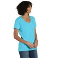 thumbnail image 4 of Hanes V-Neck T-Shirt Women's Garment Dyed Short Sleeve Tee Ringspun Cotton, 4 of 7