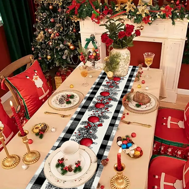 LSLJS Holiday Tablecloths 72x13" Christmas Tablecloth Christmas Table Flag Waterproofs Decoration Coffee Table Long Tablecloth Christmas Decorations Supplies Christmas Decorations