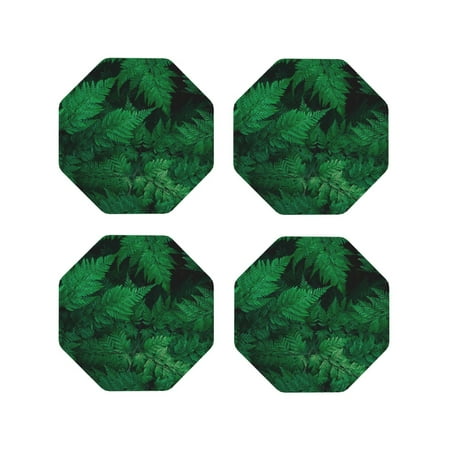 

Leather Coasters with Heat-resistant for Drinks Green Leave Fern -标题2 Octagon