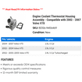 thumbnail image 2 of Engine Coolant Thermostat Housing Assembly - Compatible with 2002 - 2007 Volvo V70 2003 2004 2005 2006, 2 of 2