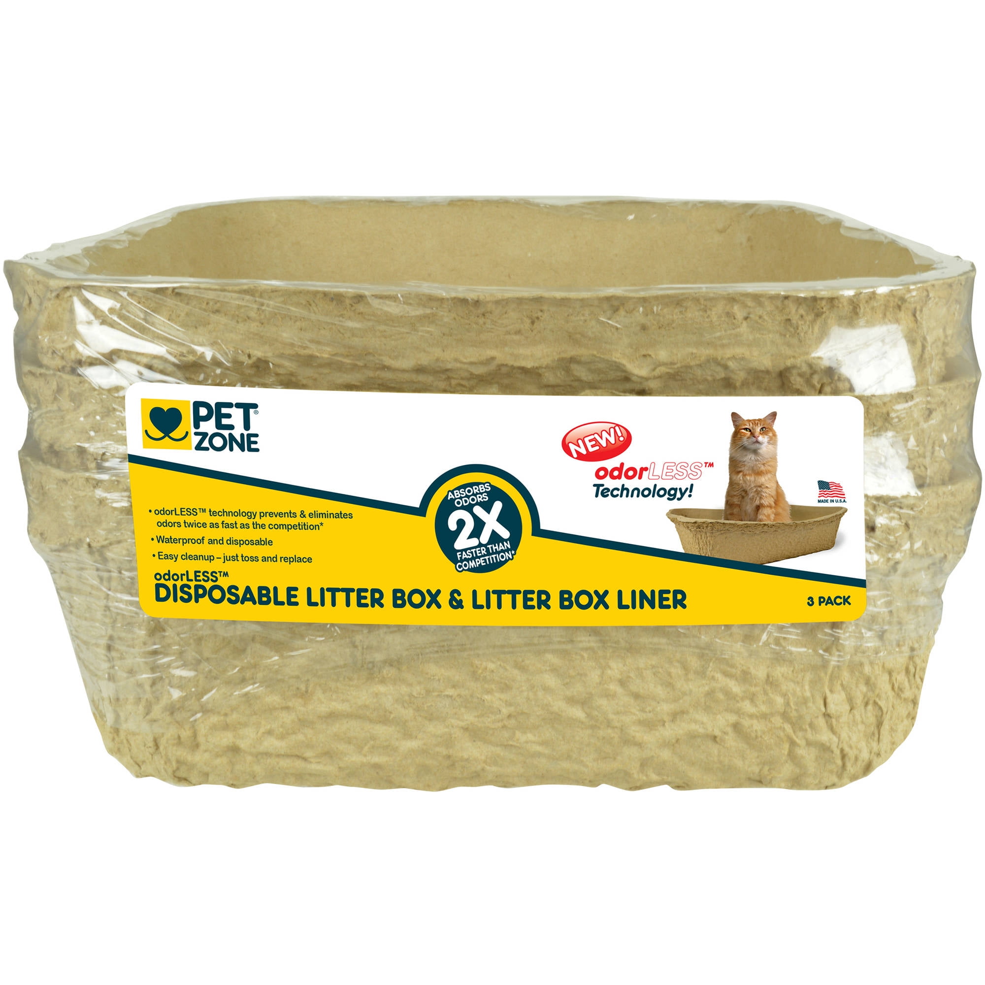 Pet Zone Disposable Cat Litter Box & Litter Box Liner Odorless 3 Ct