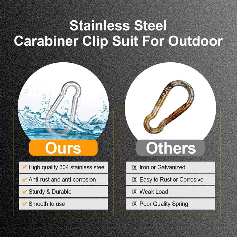 304 Stainless Steel Carabiner Clip, 4 inch Heavy Duty Spring Snap