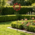 thumbnail image 1 of Molino de viento giratorio de hierro para jardín | Molinillo de viento de 8 pétalos que gira con la brisa natural | Adorno vintage de metal para patio, césped, jardín y ambiente exterior, 1 of 6