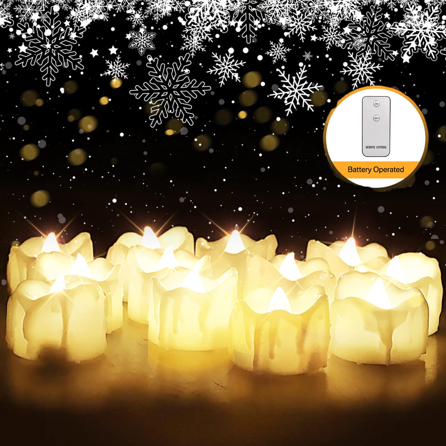 12PCS Flameless Candles Battery Operated Realistic Candle Flickering Bulb Warm White Tea Light with Remote Control Best for Holiday Decoration Party Wedding