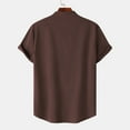 thumbnail image 3 of yillto Men V Neck Shirts Short Sleeve Loose Summer Tee Basic Solid Color Casual Tshirts with Buttons, 3 of 6