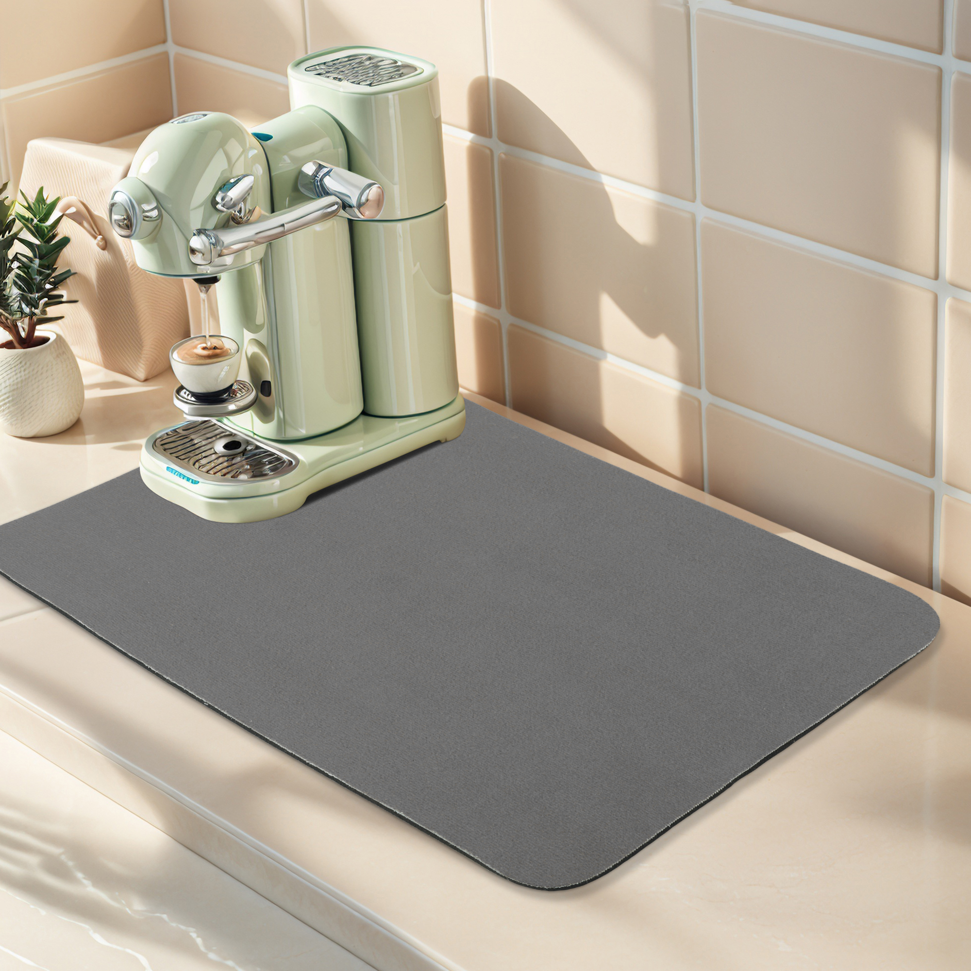 Unique Bargains Highly Absorbent Dish Drying Mat for Kitchen Gray 15.7*11.8 inch