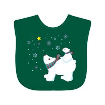 Inktastic Christmas Polar Bear and Cub with a star Boys or Girls Baby Bib