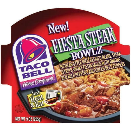 Taco Bell Home Originals: Fiesta Steak w/Rice Beans Sauce & Bell Peppers Bowls, 9 Oz