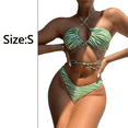 thumbnail image 2 of Conjunto de bikini de 2 piezas con tirantes cruzados en la parte delantera y corte alto para mujer, 2 of 5