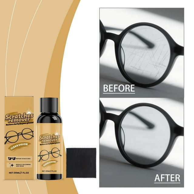 Liquide de Réparation de Rayures sur Verre / Réparation de Rayures Fines pour Lunettes, Lunettes de Soleil, Écrans de Téléphone / 30ml, Formule Douce, Non Abrasive