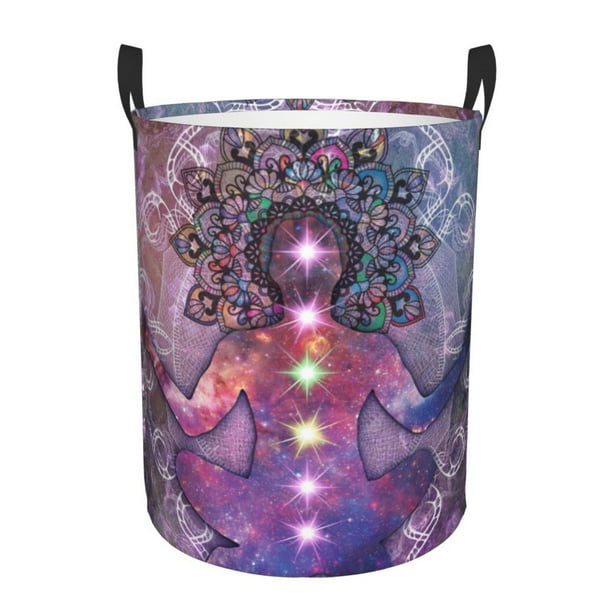 DouZhe Waterproof Collapsible Large Laundry Baskets, Yoga Chakra