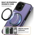 thumbnail image 7 of for Magnetic iPhone 13 Case, PU Leather Phone Case [Compatible with MagSafe] Rotatable Ring Holder Kickstand Design Shockproof Women Men Girls Boys Protective Phone Cover,Purple, 7 of 7
