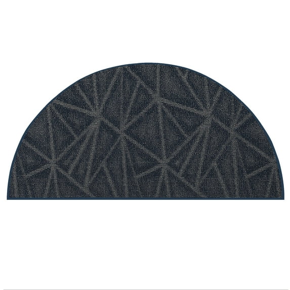 Furnish My Place Indoor Floor Rug - 24" x 48" Half Round, Navy, Geometrical Print, Customized Area Rug for Bedrooms, Hallways, Living Rooms
