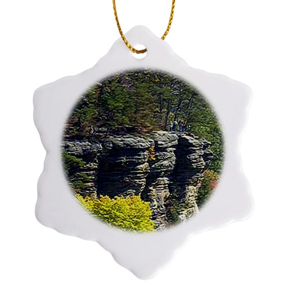 3drose, Conkles Hollow in Hocking Hills State Park, 3 inch Snowflake Porcelain Ornament