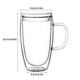 thumbnail image 2 of Double Wall Glass Coffee Mugs with Lid,Clear Glass Coffee Cups with Handle,Insulated Coffee Glass,Cappuccino Cups,Tea Cups,Latte Cups,Beverage Glasses Heat Resistant, 2 of 10