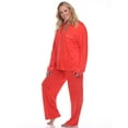thumbnail image 3 of White Mark Womens Plus Size Long Sleeve Dots Pajama Set, 3 of 4