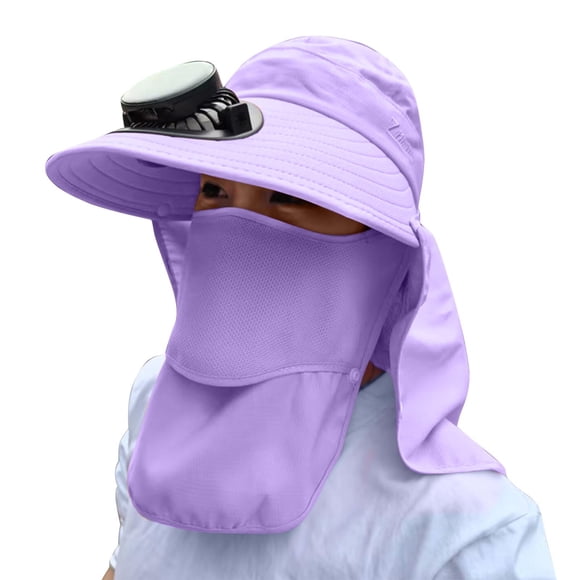 Wo-Fusoul Solar Fan Hat for Women, Adjustable Sun Protection Hat with Neck Cover, Outdoor Cooling Cap for Fishing and Gardening, Breathable Mesh Design with Long-Lasting Shading