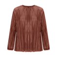 thumbnail image 5 of Bovemsi Women's Long Sleeve Tops Plus Size T Shirt 2025 Fall Crew Neck Pleated Pullover Loose Fit Long Sleeve Blouse, 5 of 7