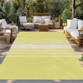 thumbnail image 2 of Yellow Beige Striped Outdoor Rug 6x9 Ft - Reversible Patio Rug Outdoor Camping Rugs, Modern Farmhouse Retro Lines Washable Indoor Outdoor Area Rugs, Non-Slip Outdoor Carpet Runner for Deck/Porch, 2 of 8