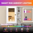 thumbnail image 3 of Vanity Desk with LED lighted Mirror and Jewelry Organizer & Glass Top and Charging Station, Makeup Vanity with 3 Drawers and 2 Storage Cabinets & Hidden Compartment, Dressing Table for Bedroom, White, 3 of 7