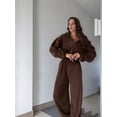thumbnail image 4 of Women'S Casual Zip-Up Jumpsuit, Autumn Fashion Waist-Cinching One-Piece Suit, One-Piece Sportswear Brown L, 4 of 9