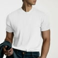 thumbnail image 2 of KKBOTIVE T Shirt for Men Sports Solid Color Tees Short Sleeved Sweatshirt Soft Cozy Top Men's Fashion Summer Clothes, White Size: M, 2 of 5