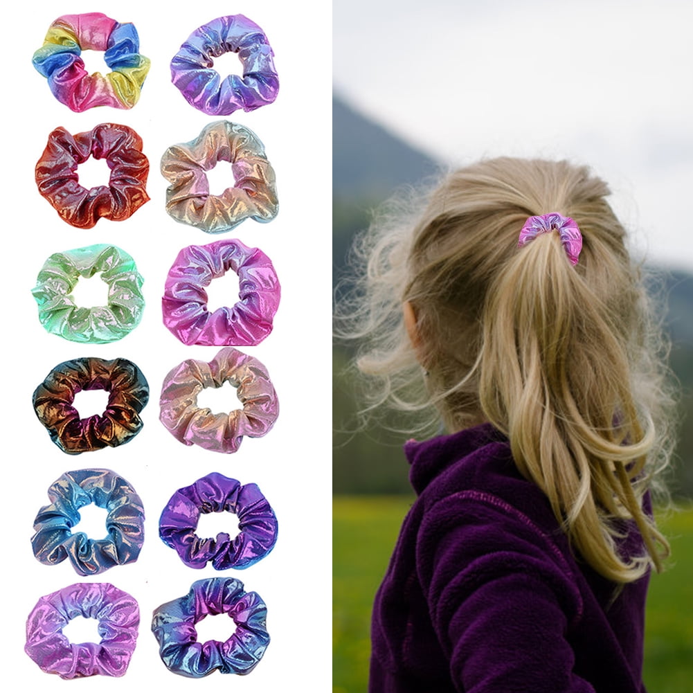 Rainbow Unicorn Hair Bow Hairband Tie Band Satin Silky Multicoloured Fabric 
