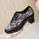 thumbnail image 4 of XIHAHA zapatos de baile latino de tacón alto para mujer y adulto, zapatos de baile Social cuadrados, zapatos deportivos transpirables, tela de microfibra bordada, 4 of 5